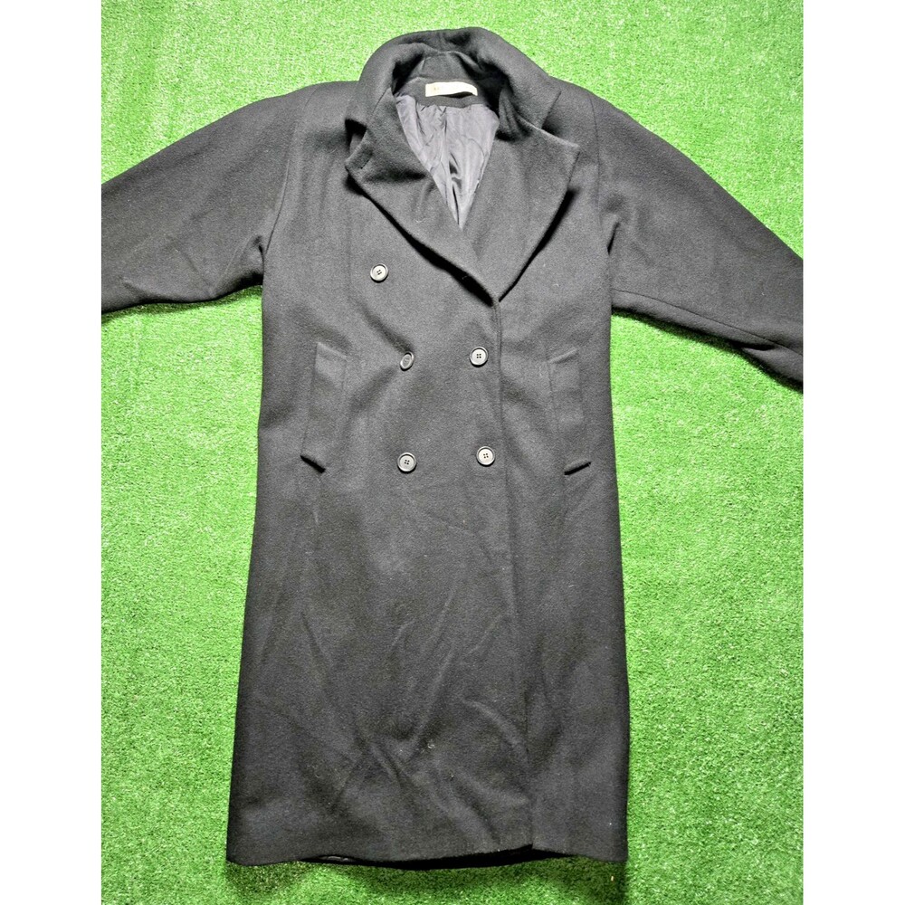 Larry Levine 100% Wool Long Coat – Black – Women’s 12 – Made in USA